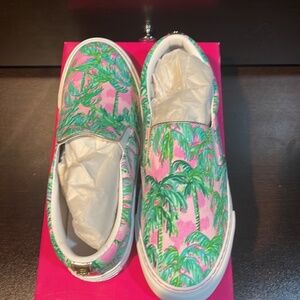 RARE LILLY PULITZER PALM TREE SLIP ON SNEAKERS